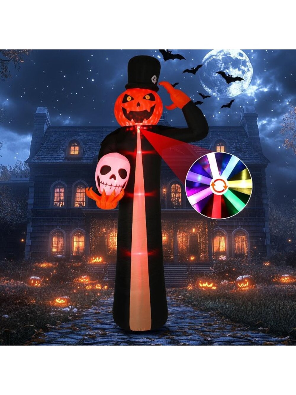 Halloween Inflatables Decorations 12FT Pumpkin Vampire Ghost Huge LED Lighted